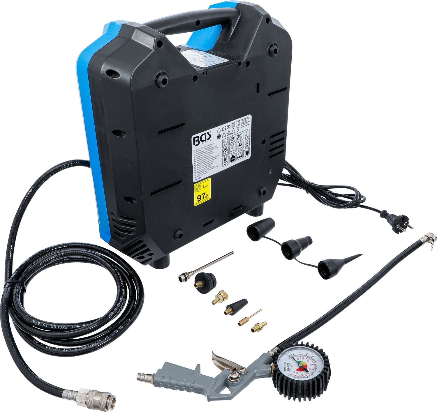 BGS 3386 Mobiler Druckluft Kompressor Druckluftpistole Manometer