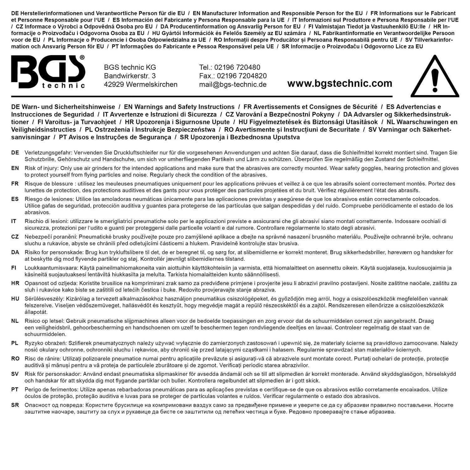 BGS 3387 Stabschleifer mit Folienradierer Länge 220mm Einhandbedienung