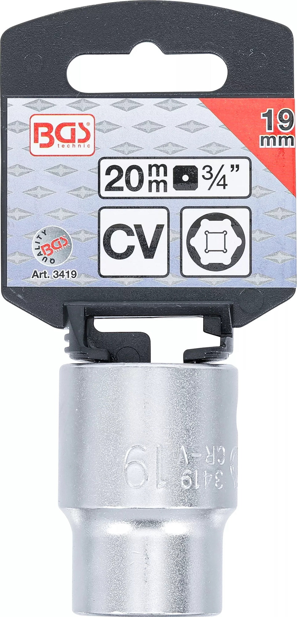 BGS 3419 Nuss / Stecknuss / Steckschlüsseleinsatz 19mm Antrieb 20mm (3/4")