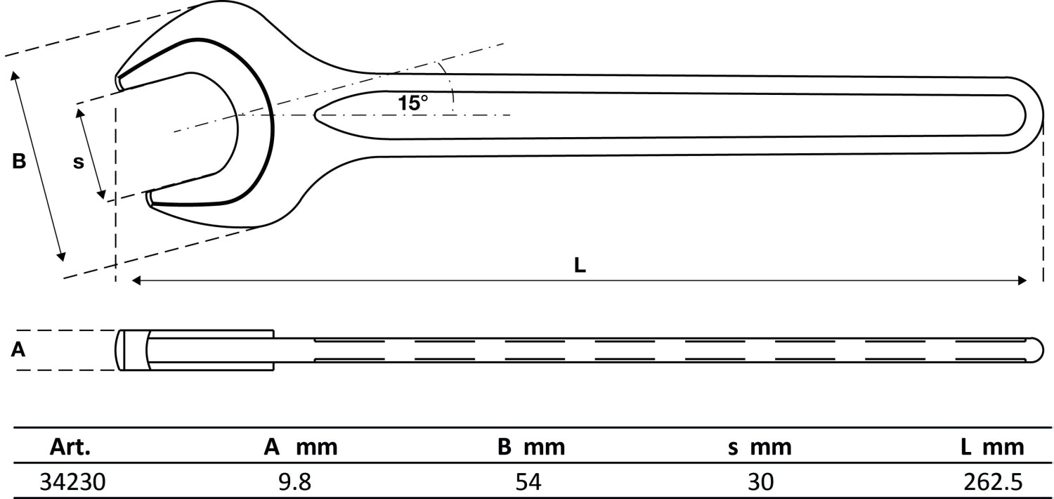 BGS 34230 Einmaulschlüssel 30mm warm geschmiedet