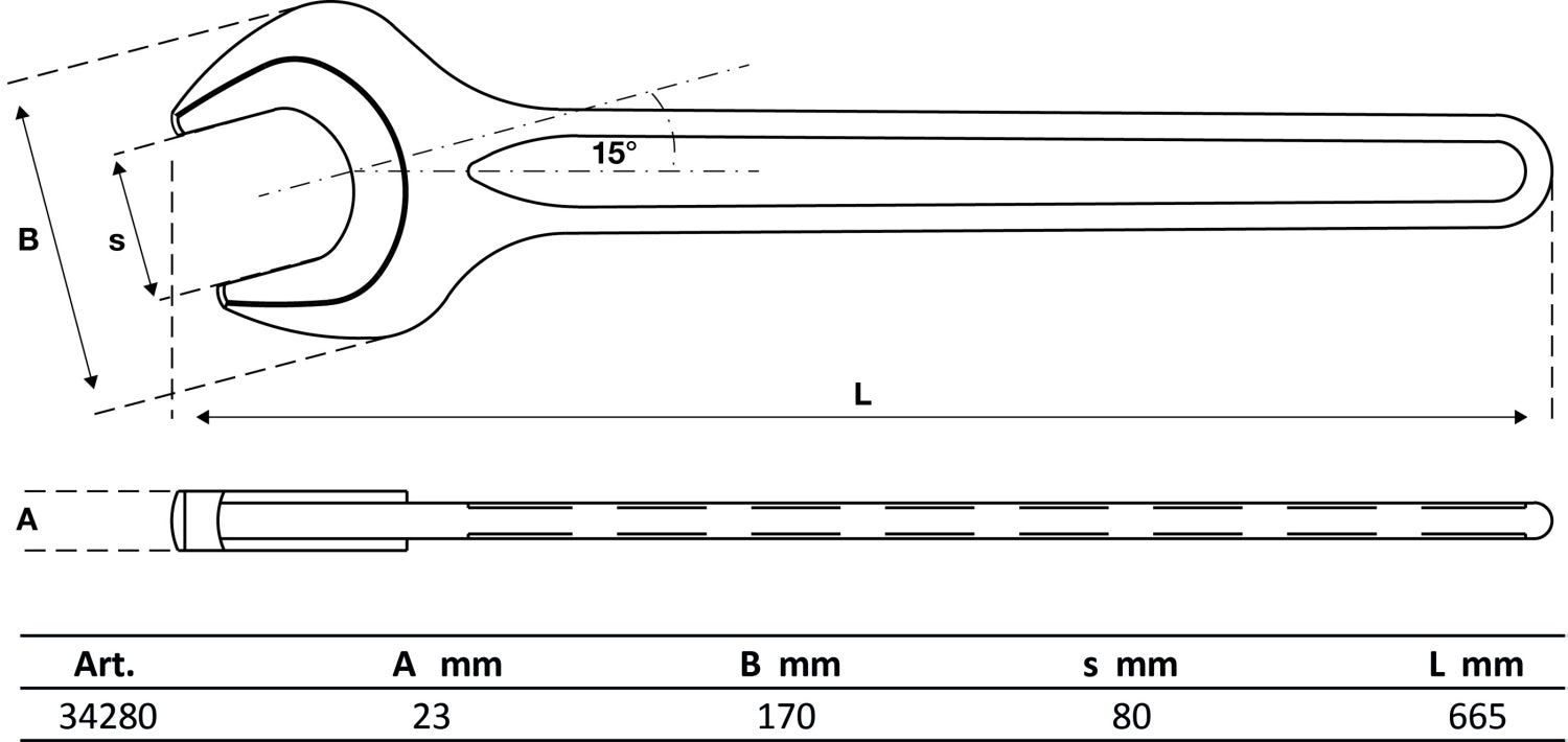 BGS 34280 Einmaulschlüssel 80mm warm geschmiedet