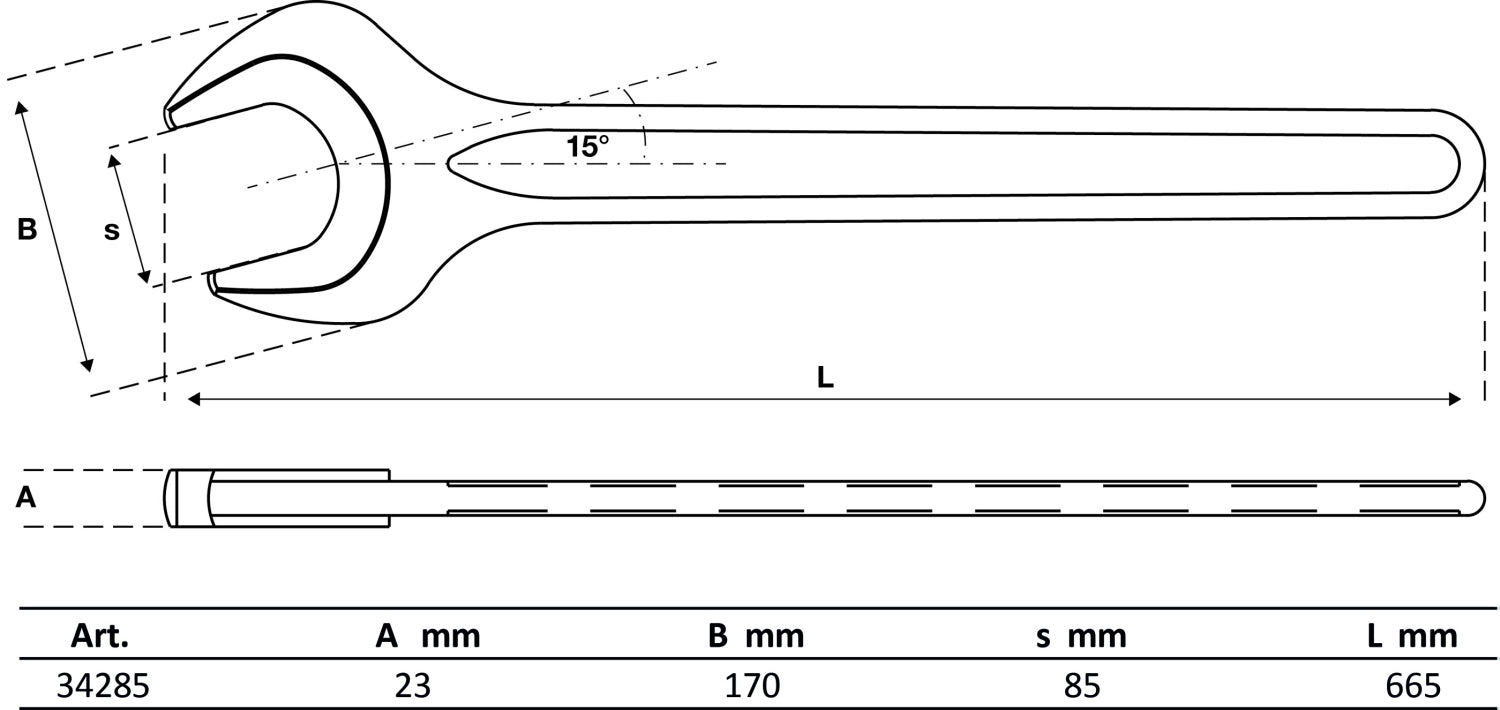 BGS 34285 Einmaulschlüssel 85mm warm geschmiedet