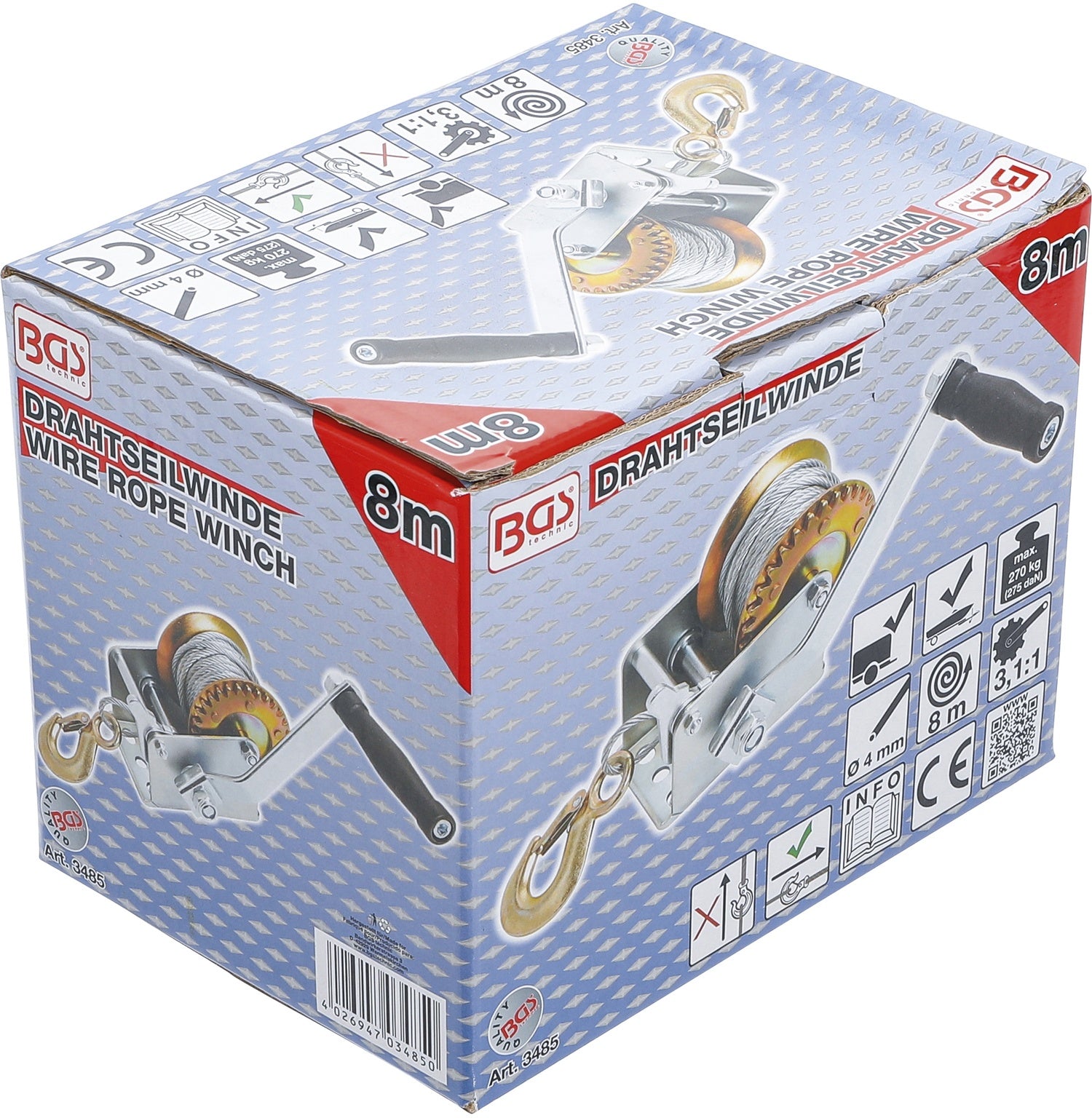 BGS 3485 Drahtseilwinde max. Last 270kg
