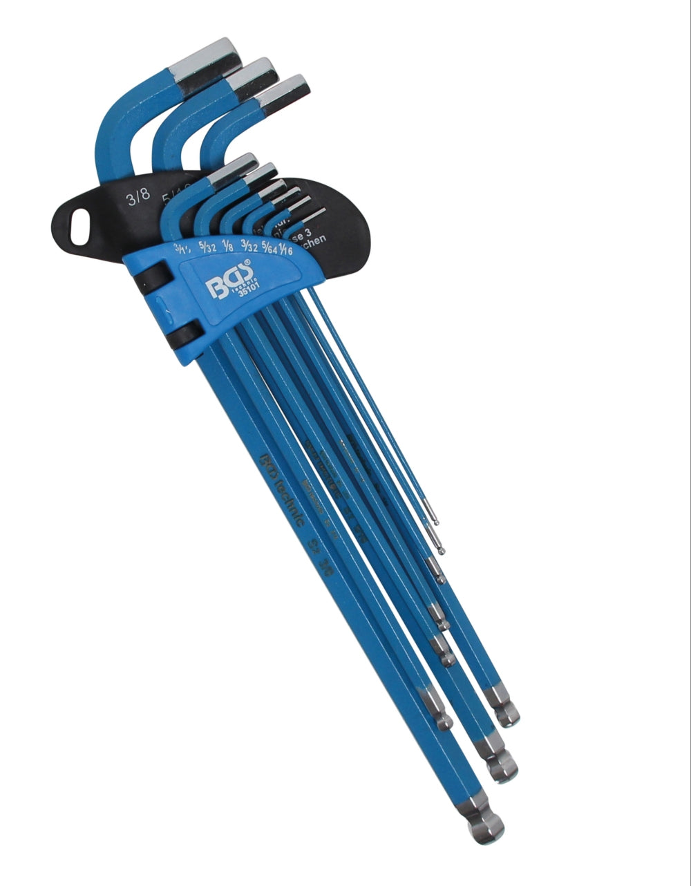 BGS 35101 Satz Winkelschlüssel extra lang Innensechskant Zollgrößen 9 teilig