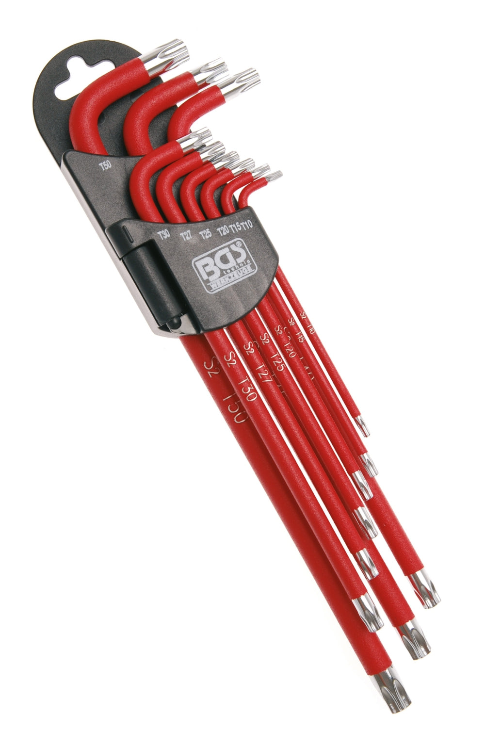 BGS 35105 Satz Winkelschlüssel T-Profil (für Torx) / T-Profil (für Torx) mit Bohrung T10 - T50 9 teilig