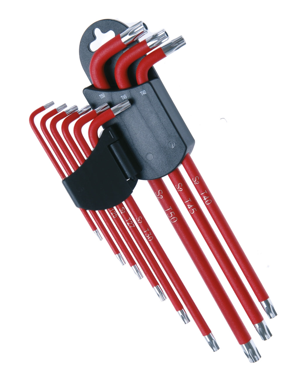 BGS 35105 Satz Winkelschlüssel T-Profil (für Torx) / T-Profil (für Torx) mit Bohrung T10 - T50 9 teilig