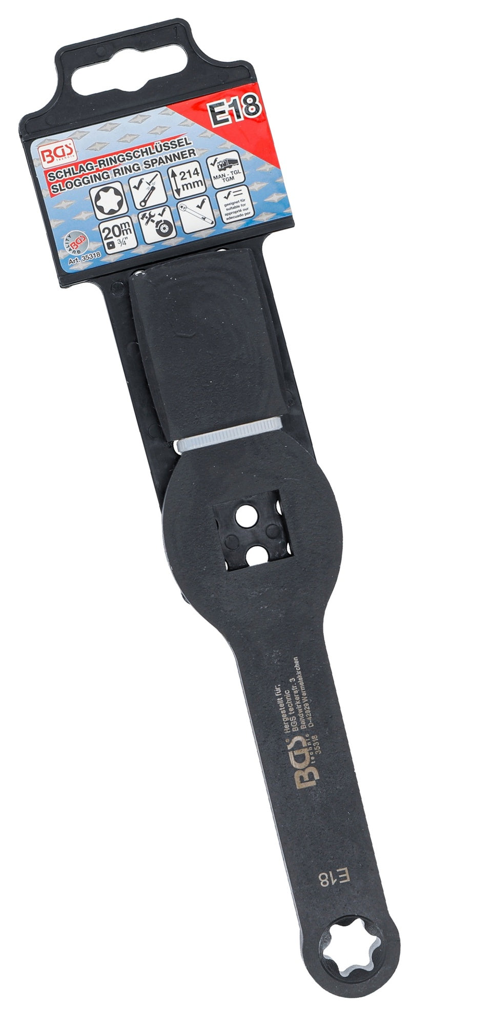 BGS 35318 Ring-Schlagschlüssel 18mm E-Profil mit 2 Schlagflächen