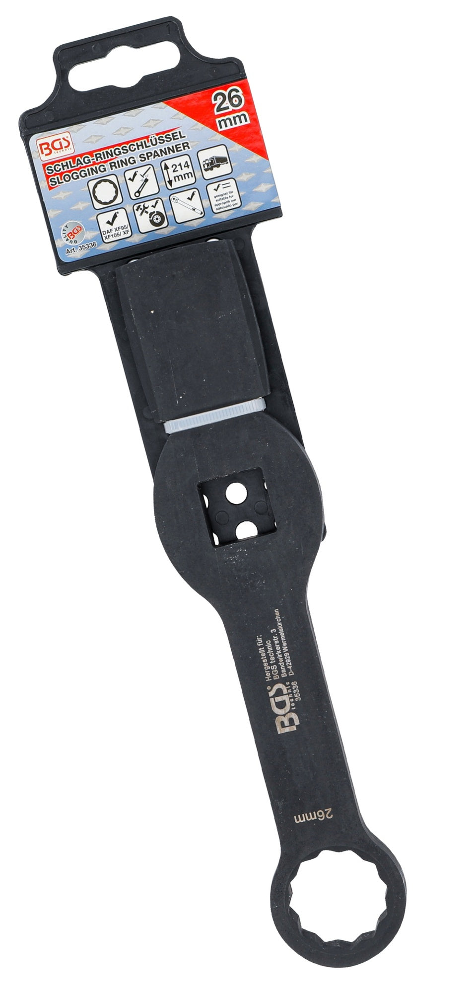 BGS 35336 Ring-Schlagschlüssel 26mm Profil Zwölfkant mit 2 Schlagflächen