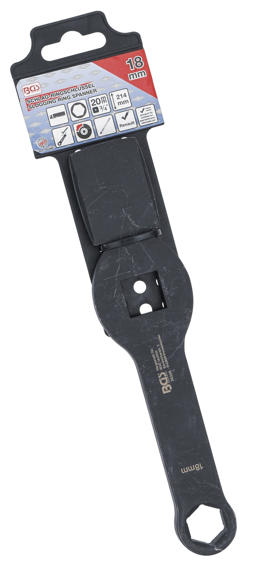 BGS 35348 Schlag-Ringschlüssel Sechskant mit 2 Schlagflächen SW 18mm