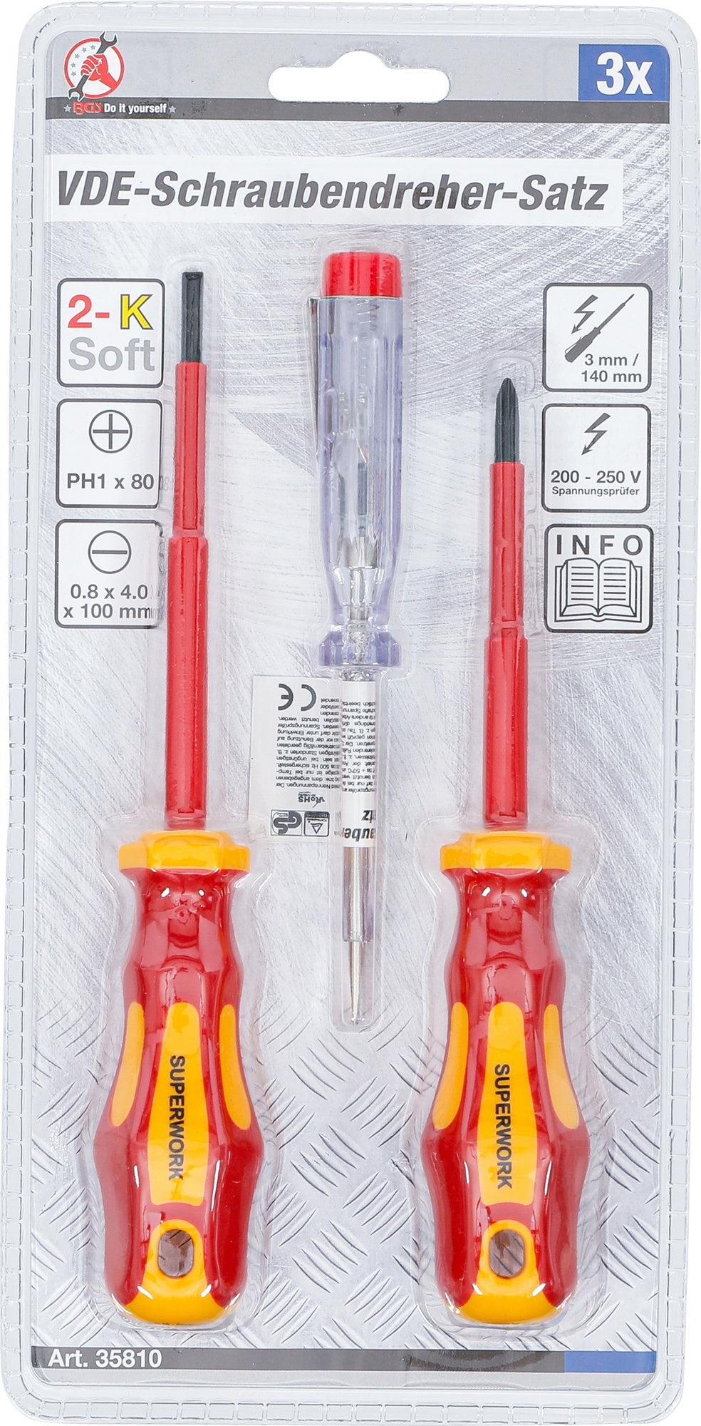 BGS DIY 35810 Satz VDE Schraubendreher 3 teilig