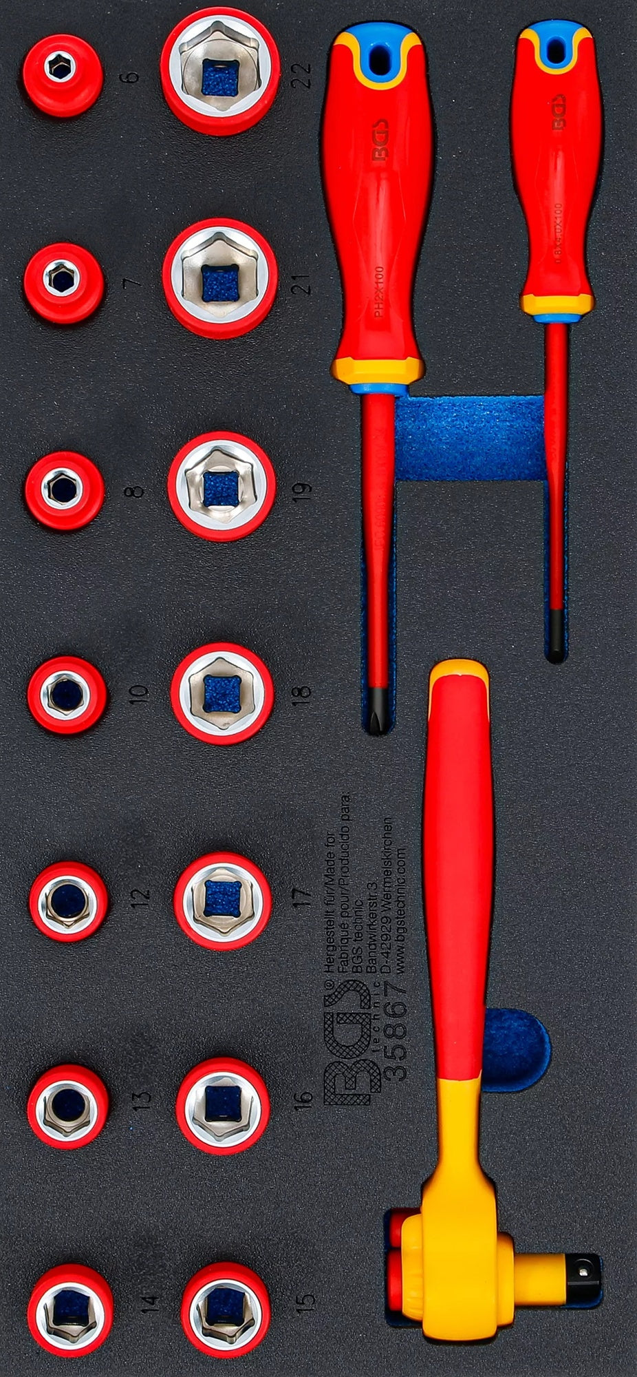 BGS 35867 Satz VDE Steckschlüssel Schraubendreher Sechskant 10mm (3/8")