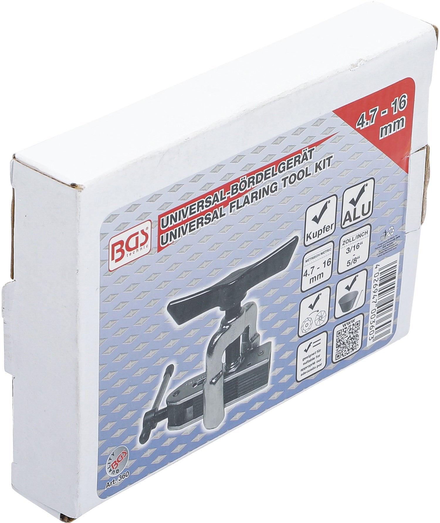 BGS 360 Universal Bördelgerät verstellbar 4,7mm - 16mm