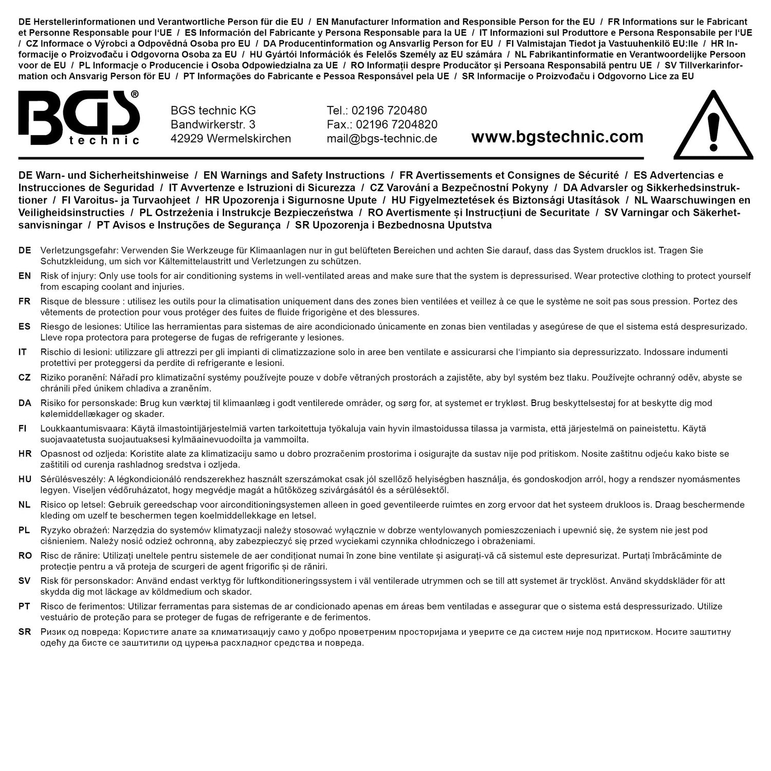 BGS 3710 UV Lampe zum Auffinden von Undichtigkeiten oder Leckagen an Klimaanlagen