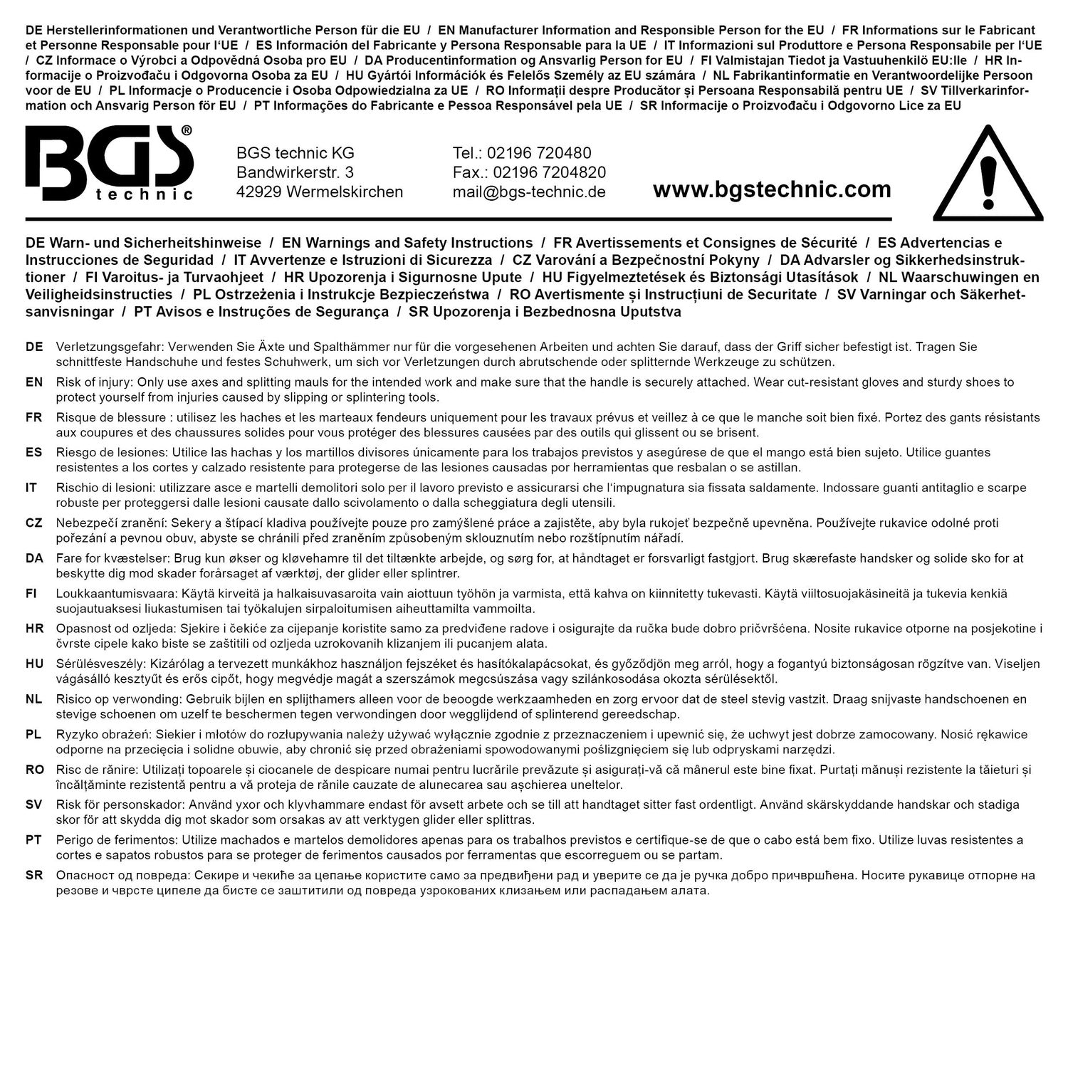 BGS 3830 Axt mit Fiberglasstil Kopfgewicht 1250g