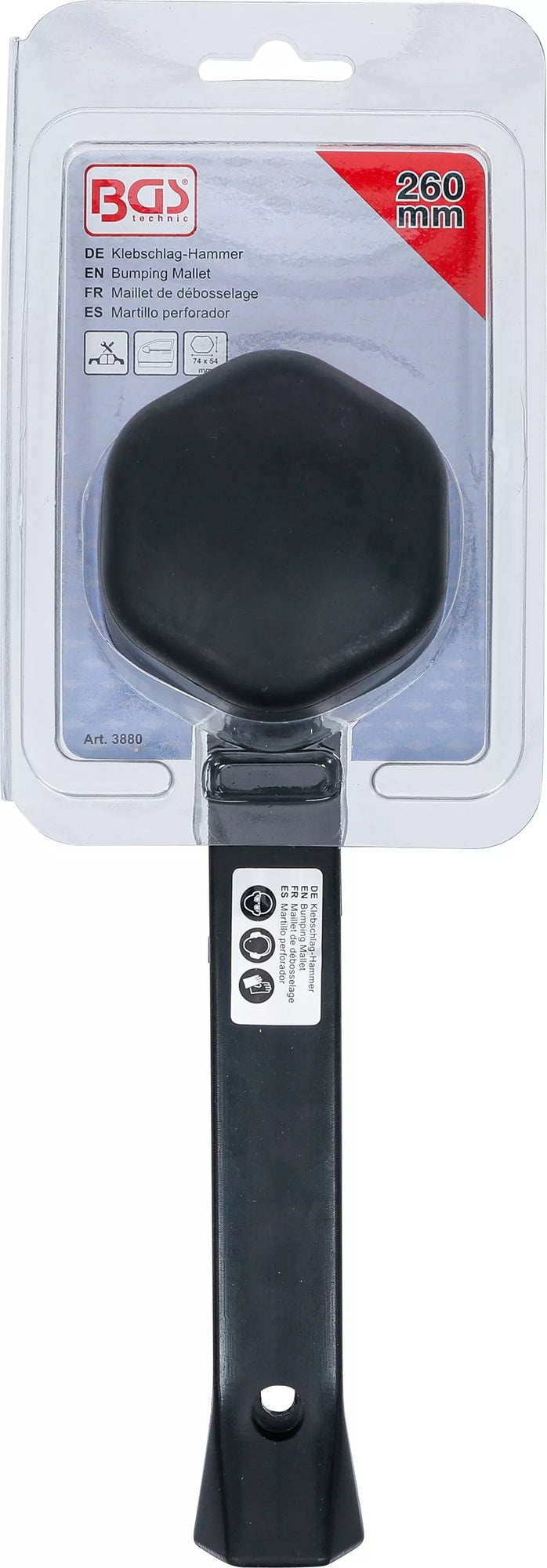 BGS 3880 Klebschlag Hammer Länge 260mm Gummikopf Schlagverklebung