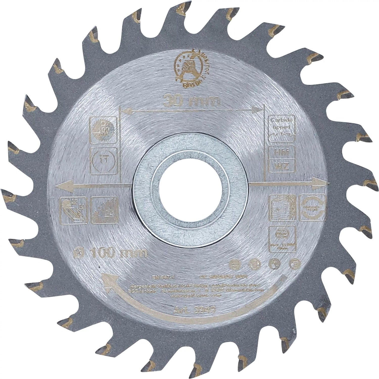 BGS DIY 3949 Hartmetall Kreissägeblatt Ø100 x 30 x 2,1mm 24 Zähne