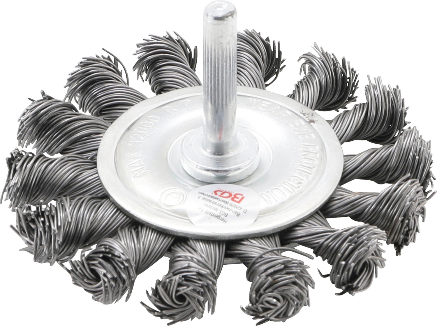 BGS 3982 Scheibenbürste gezopft Ø75mm Aufnahme Ø6mm Stift Stahl