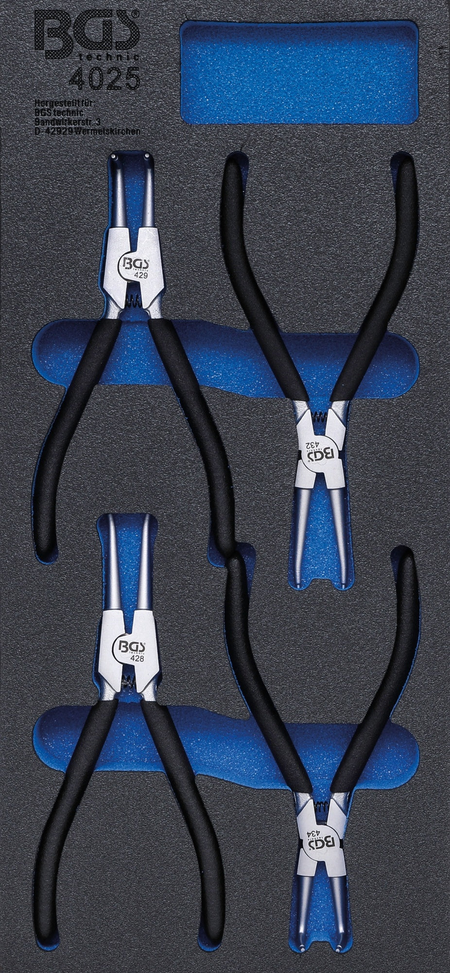 BGS 4025 Satz Sprengringzangen / Zangen für Sprengringe Werkstattwageneinlage 1/3 4 teilig