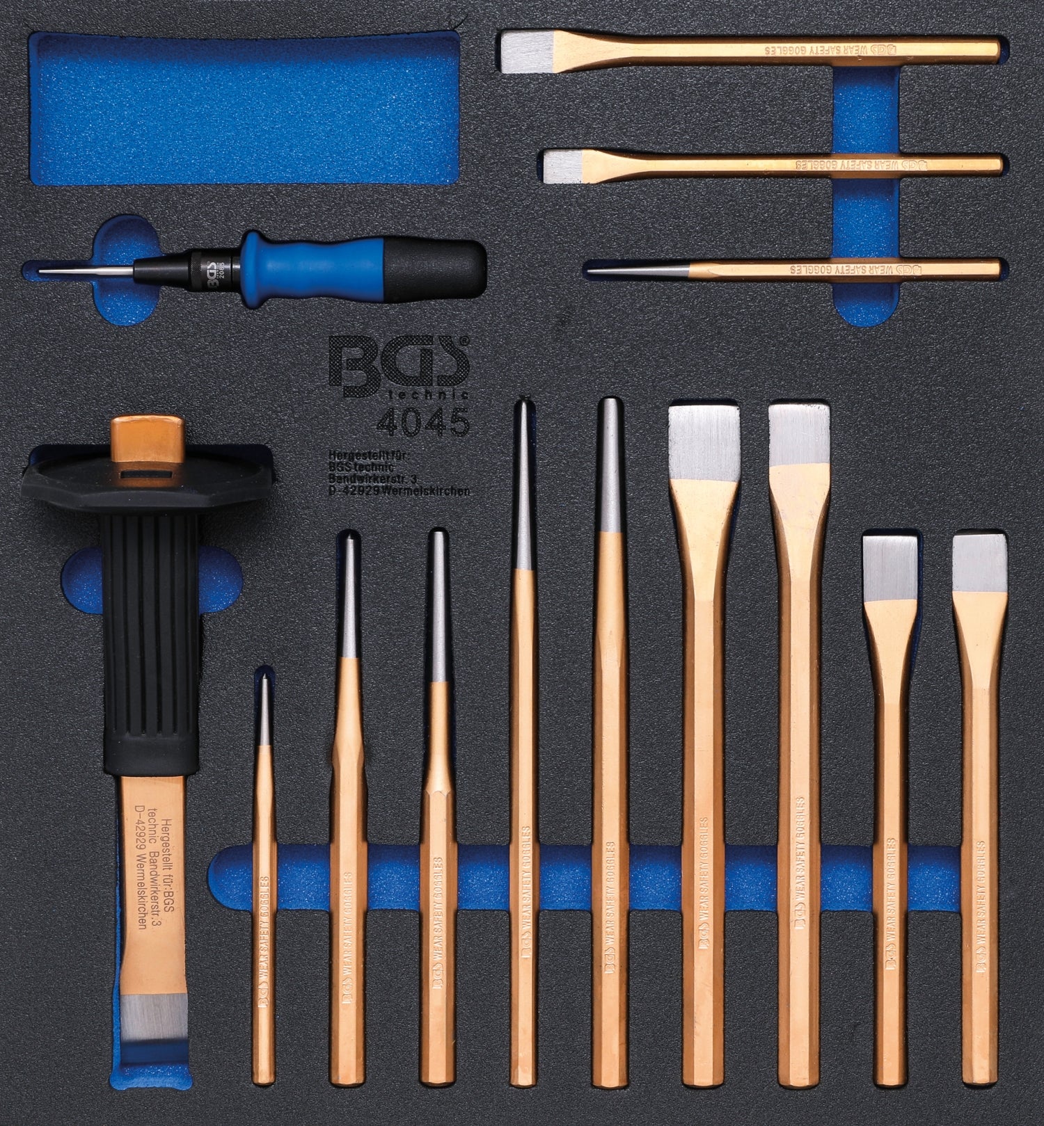 BGS 4045 Satz Körner Meißel Splintentreiber Werkstattwageneinlage 2/3
