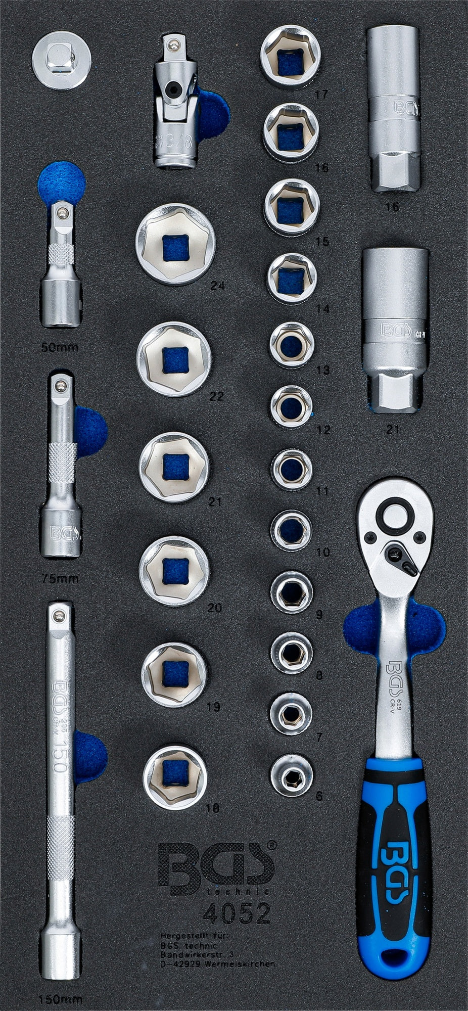 BGS 4052 Satz Steckschlüssel Einsätze 10mm (3/8") Werkstattwageneinlage 1/3
