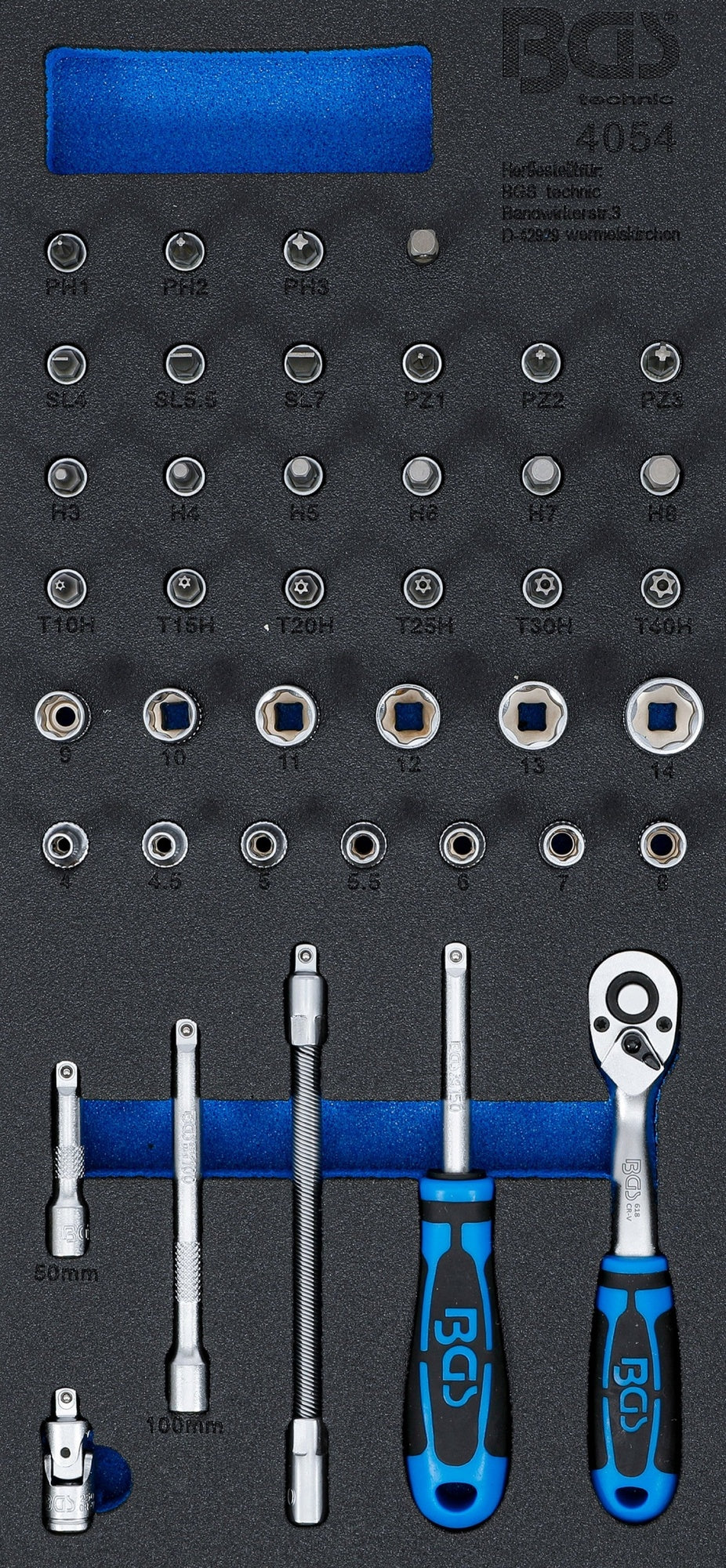 BGS 4054 Satz Steckschlüssel Einsätze 6,3mm (1/4") Werkstattwageneinlage 1/3