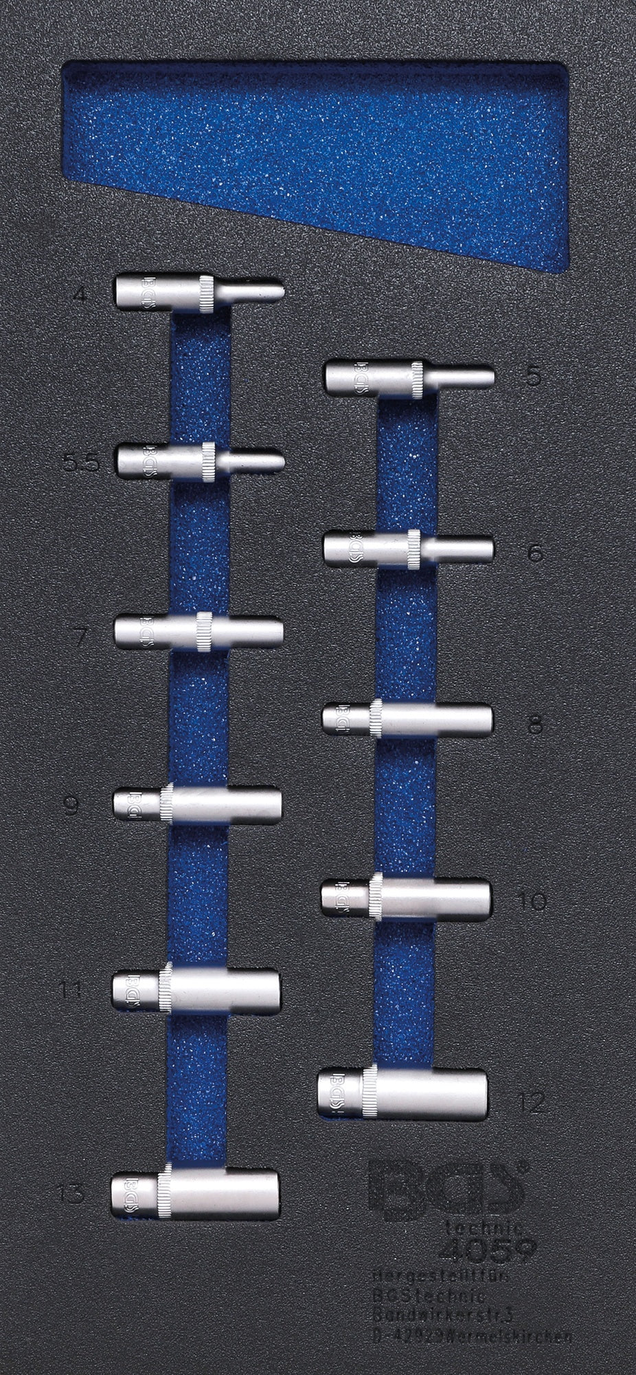 BGS 4059 Satz Steckschlüssel Einsätze Sechskant tief SW 4 - 13mm Antrieb 6,3mm (1/4") Werkstattwageneinlage 1/3