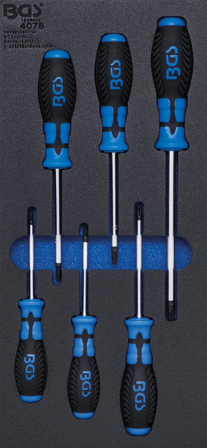 BGS 4078 Satz Schraubendreher T-Profil (für Torx) T15 - T40 Werkstattwageneinlage 1/3 6 teilig