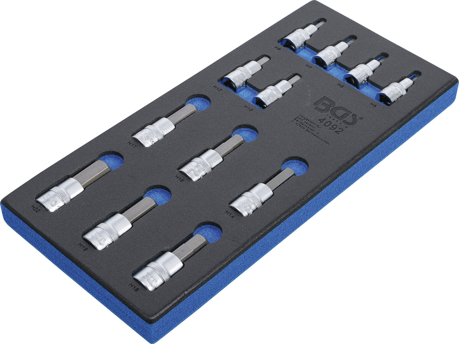 BGS 4092 Satz Bits Bit Einsätze Innensechskant SW 5 - 22mm Antrieb 12,5mm (1/2") Werkstattwageneinlage 1/3
