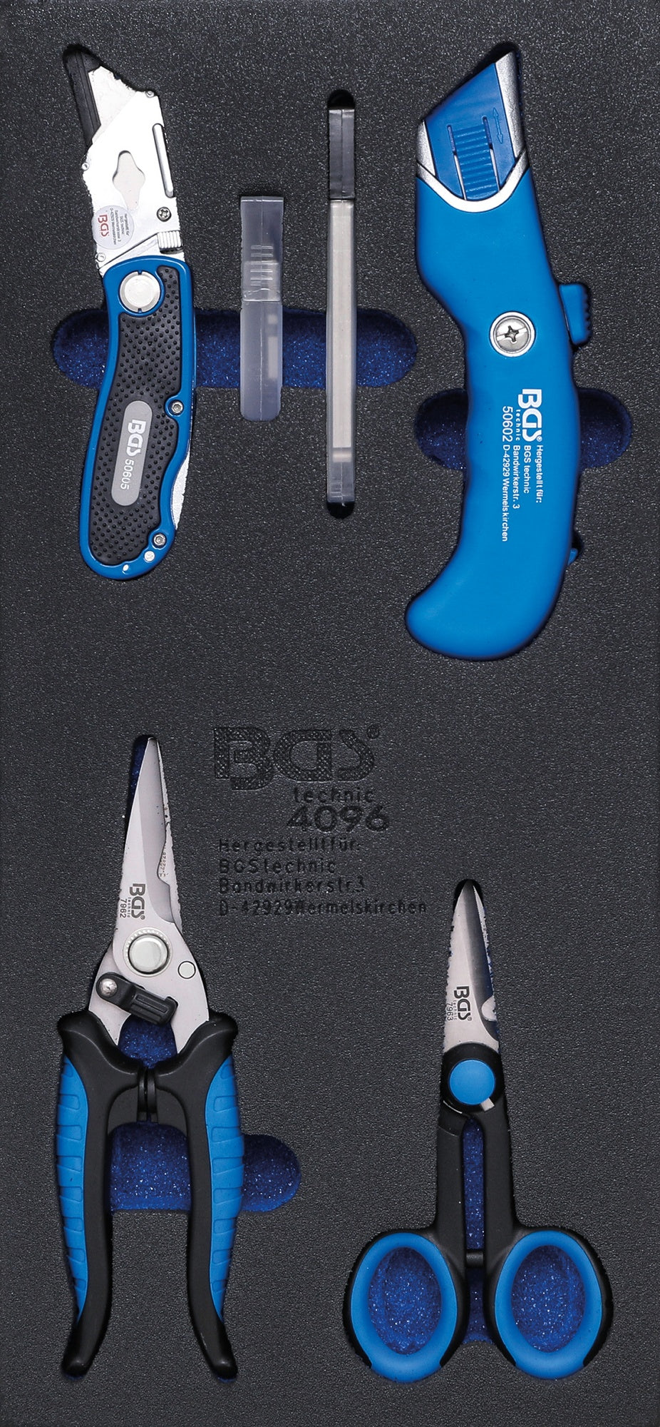 BGS 4096 Satz Messer Scheren Werkstattwageneinlage 1/3
