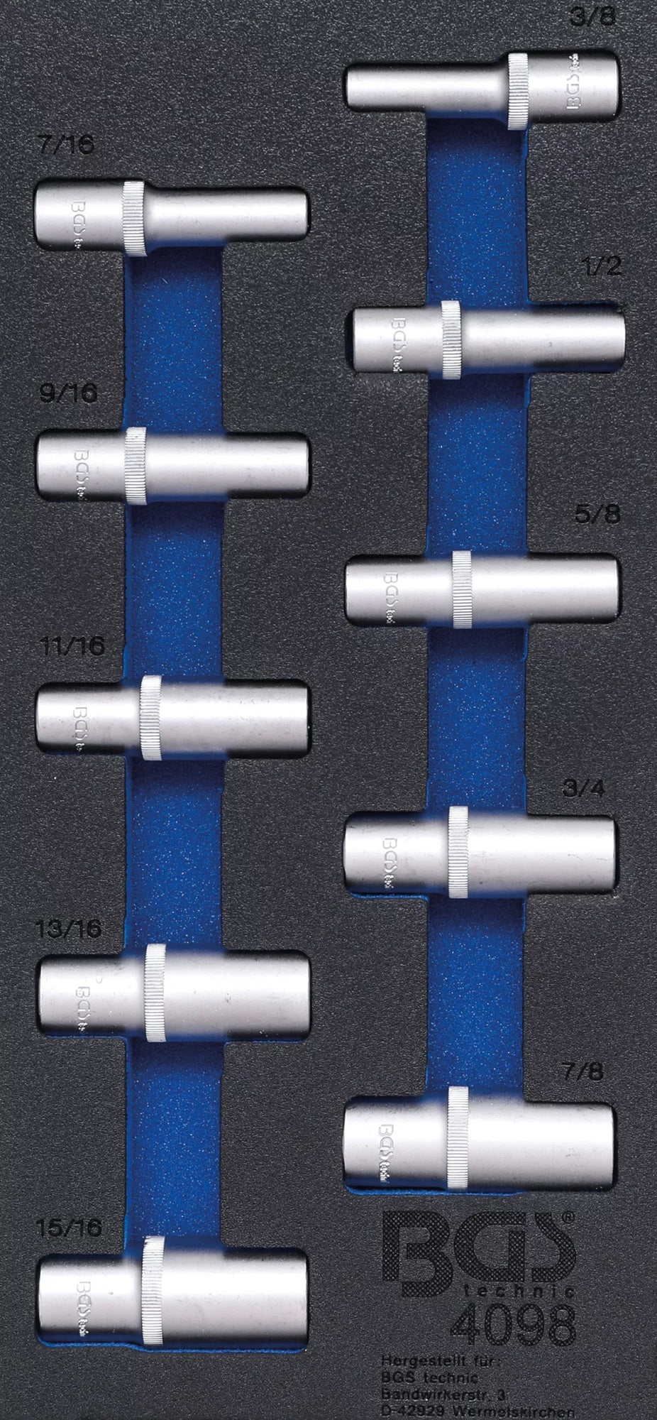 BGS 4098 Satz ZOLL Steckschlüssel Einsätze tief Sechskant 12,5mm (1/2") Werkstattwageneinlage 1/3