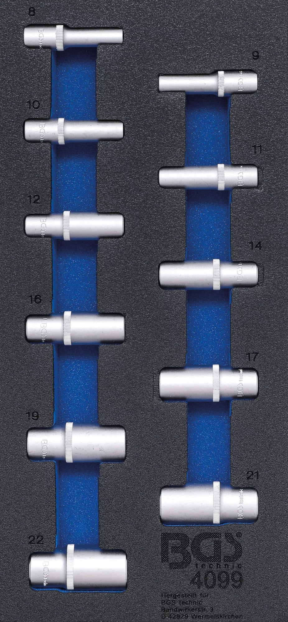 BGS 4099 Satz ZOLL Steckschlüssel Einsätze tief Sechskant 10mm (3/8") Werkstattwageneinlage 1/3