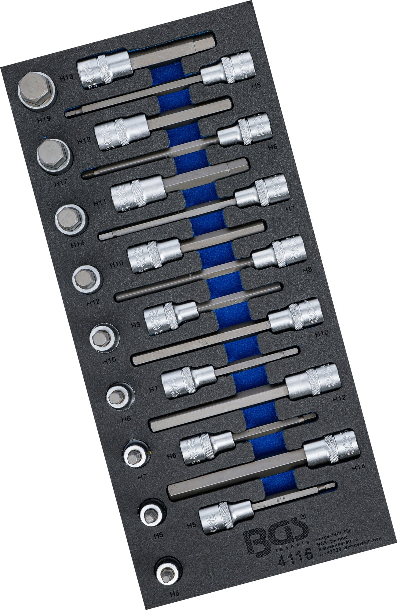BGS 4116 Satz Biteinsätze Innensechskant Antrieb 12,5mm (1/2") Werkstattwageneinlage 1/3