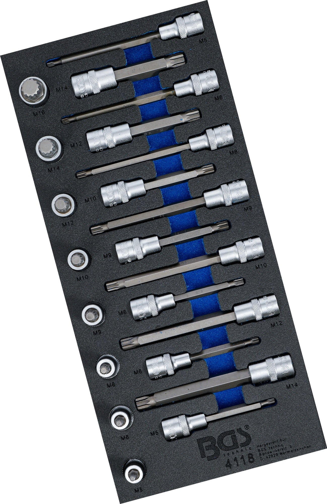 BGS 4118 Satz Biteinsätze Innenvielzahn (für XZN) Antrieb 12,5mm (1/2") Werkstattwageneinlage 1/3