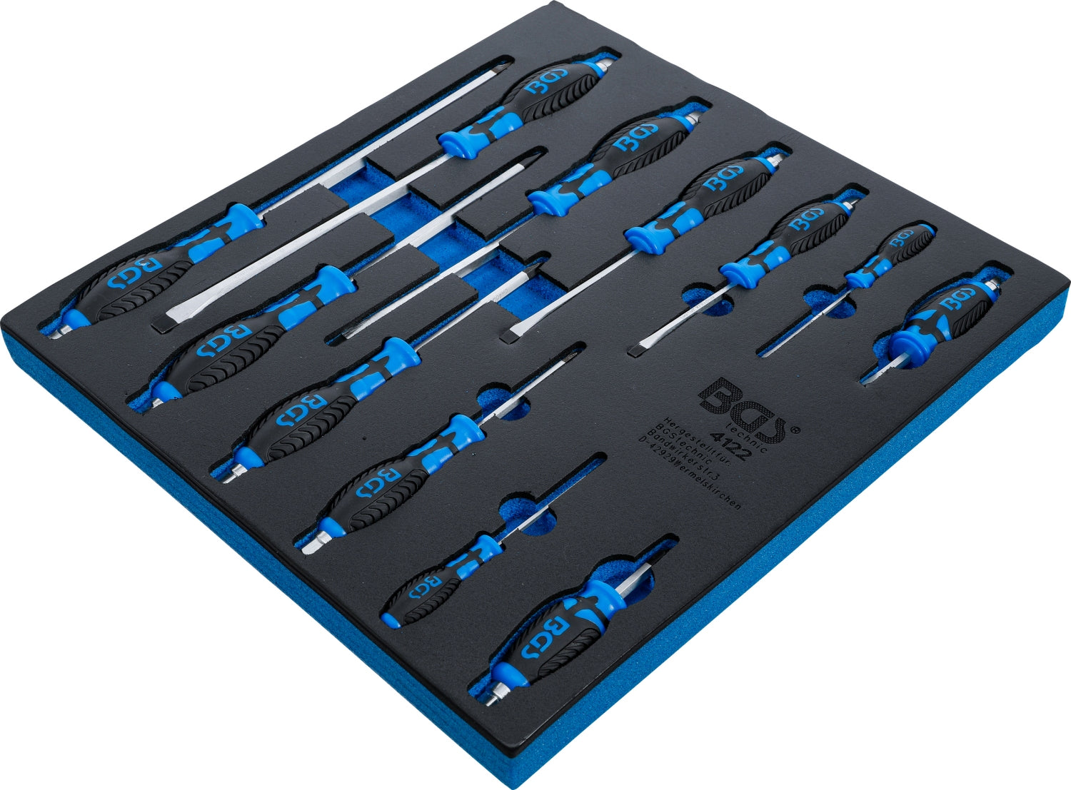 BGS 4122 Satz Schraubendreher Schlitz Kreuzschlitz Werkstattwageneinlage 2/3