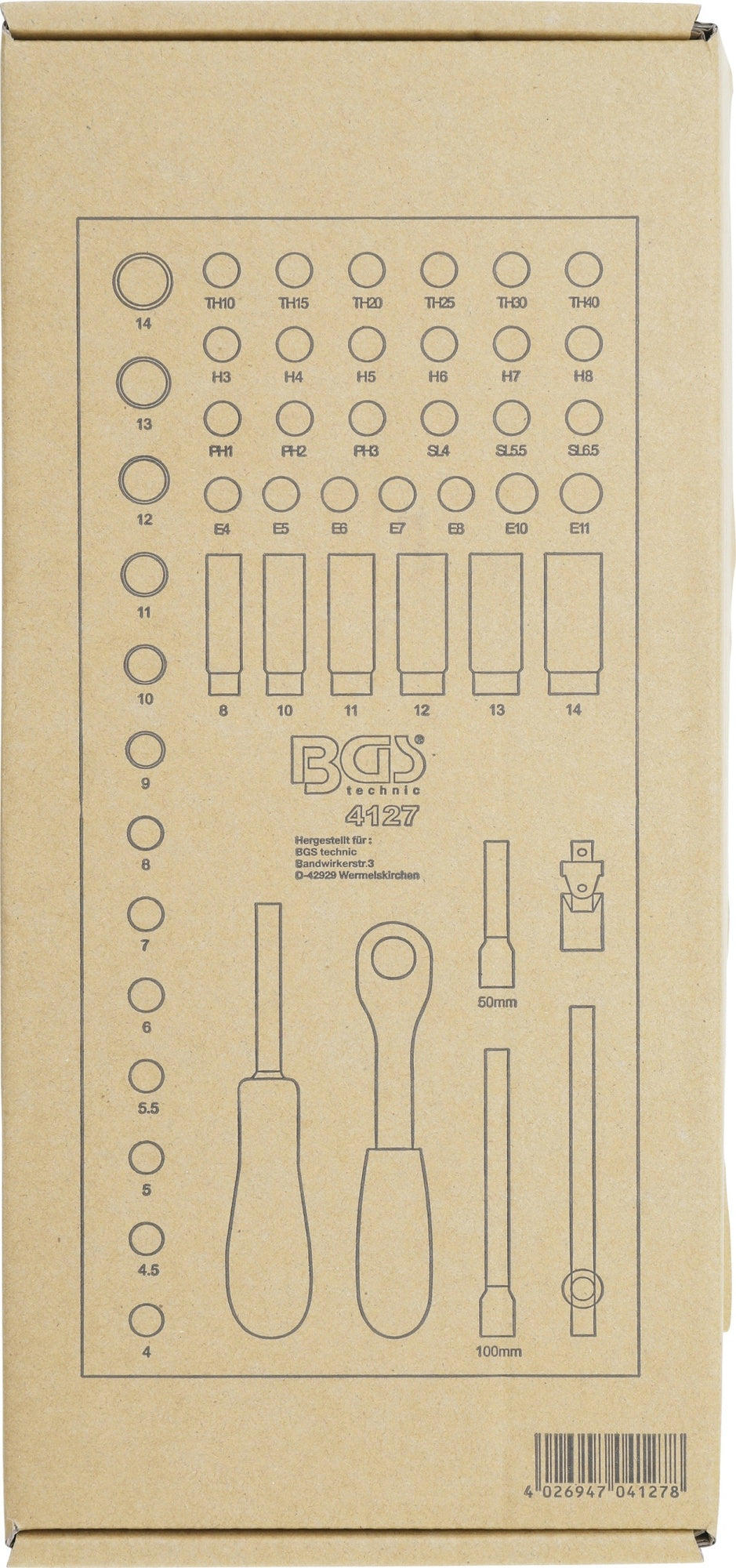 BGS 4127 Satz Steckschlüssel Antrieb 6,3mm (1/4") Werkstattwageneinlage 1/3 50 teilig