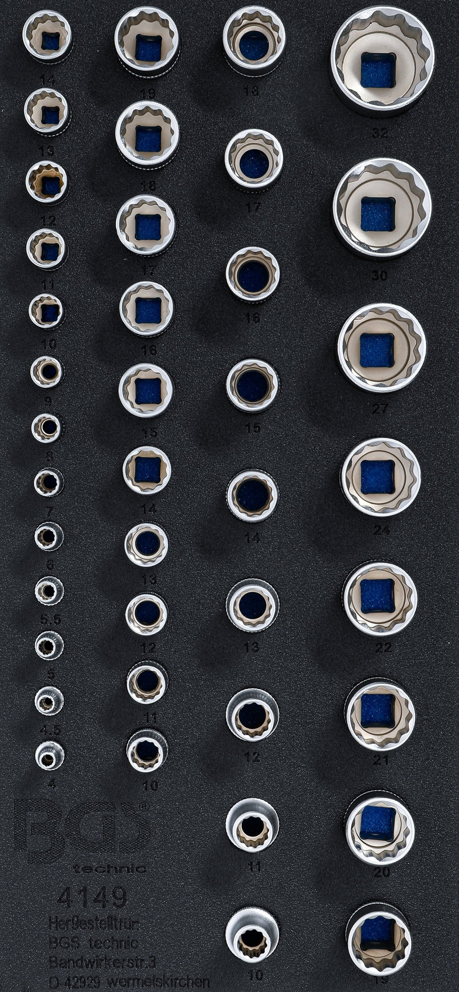 BGS 4149 Satz Steckschlüssel Einsätze Antrieb Zwölfkant 6,3mm (1/4") 10mm (3/8") 12,5mm (1/2")