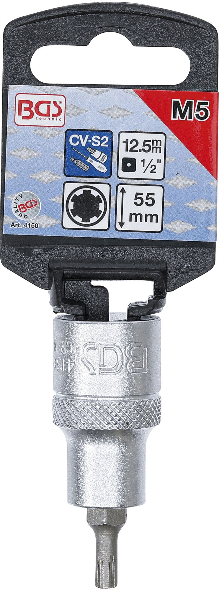 BGS 4150 Biteinsatz Keil-Profil (für RIBE) M5 Länge 55mm Antrieb 12,5mm (1/2")