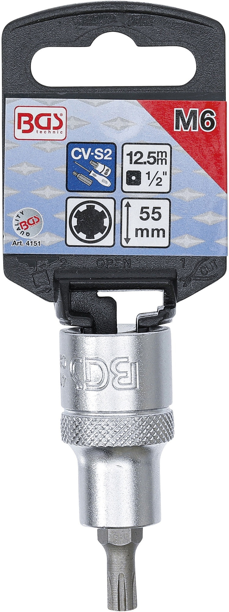 BGS 4151 Biteinsatz Keil-Profil (für RIBE) M6 Länge 55mm Antrieb 12,5mm (1/2")