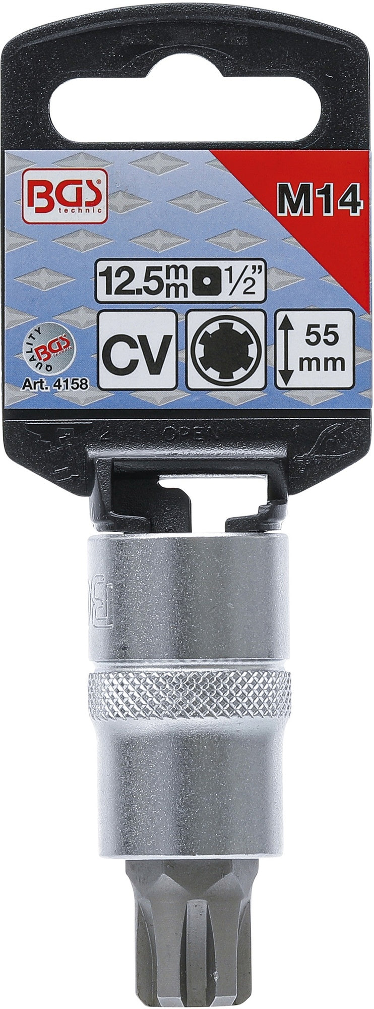 BGS 4158 Biteinsatz Keil-Profil (für RIBE) M14 Länge 55mm Antrieb 12,5mm (1/2")