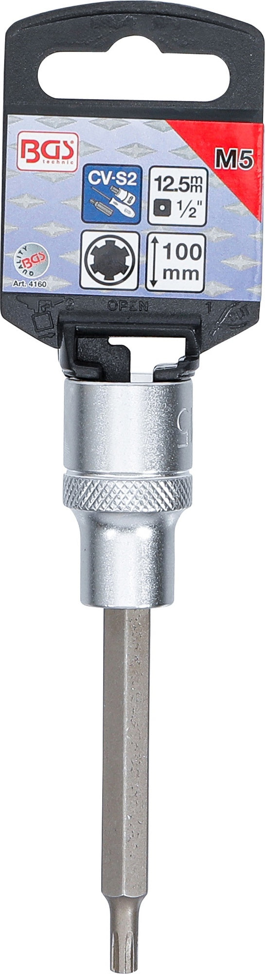 BGS 4160 Biteinsatz Keil-Profil (für RIBE) M5 Länge 100mm Antrieb 12,5mm (1/2")