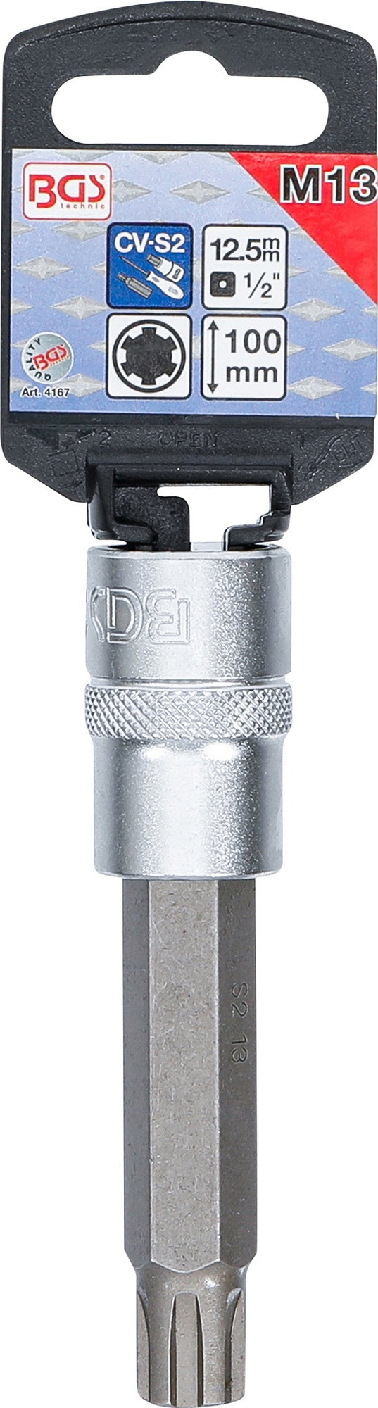 BGS 4167 Biteinsatz Keil-Profil (für RIBE) M13 Länge 100mm Antrieb 12,5mm (1/2")