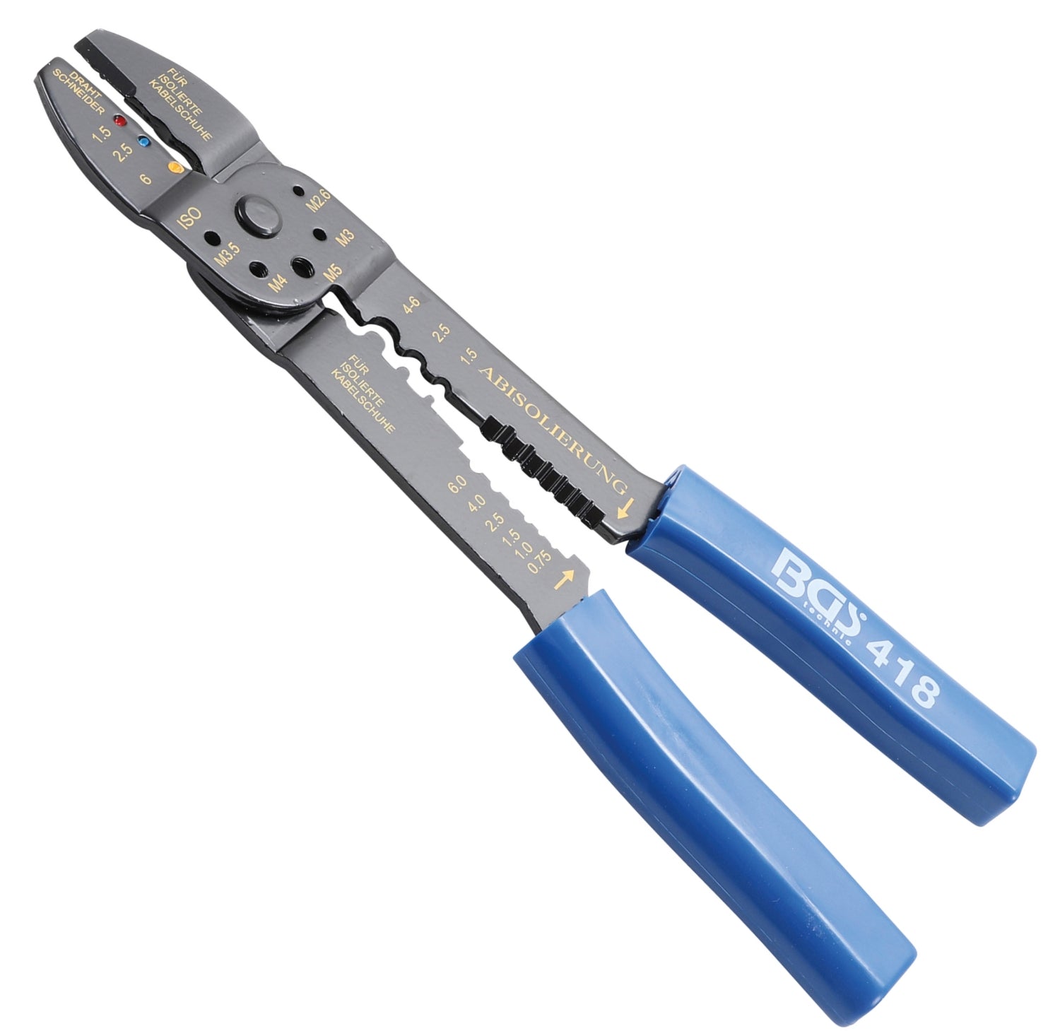 BGS 418 Klemmzange Crimpzange für Kabelschuhe Länge 235mm