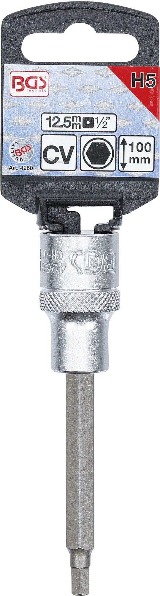BGS 4260 Biteinsatz Innensechskant 5mm HX5 Länge 100mm Antrieb 12,5mm (1/2")