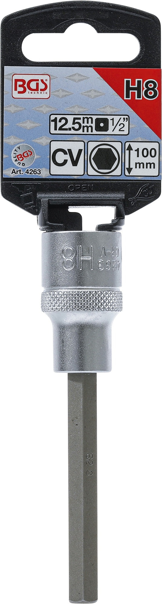 BGS 4263 Biteinsatz Innensechskant 8mm HX8 Länge 100mm Antrieb 12,5mm (1/2")
