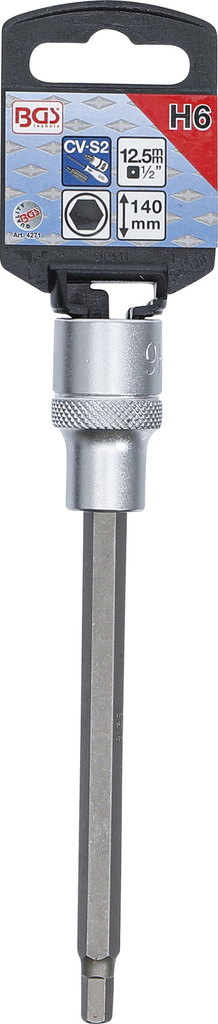 BGS 4271 Biteinsatz Innensechskant 6mm HX6 Länge 140mm Antrieb 12,5mm (1/2")