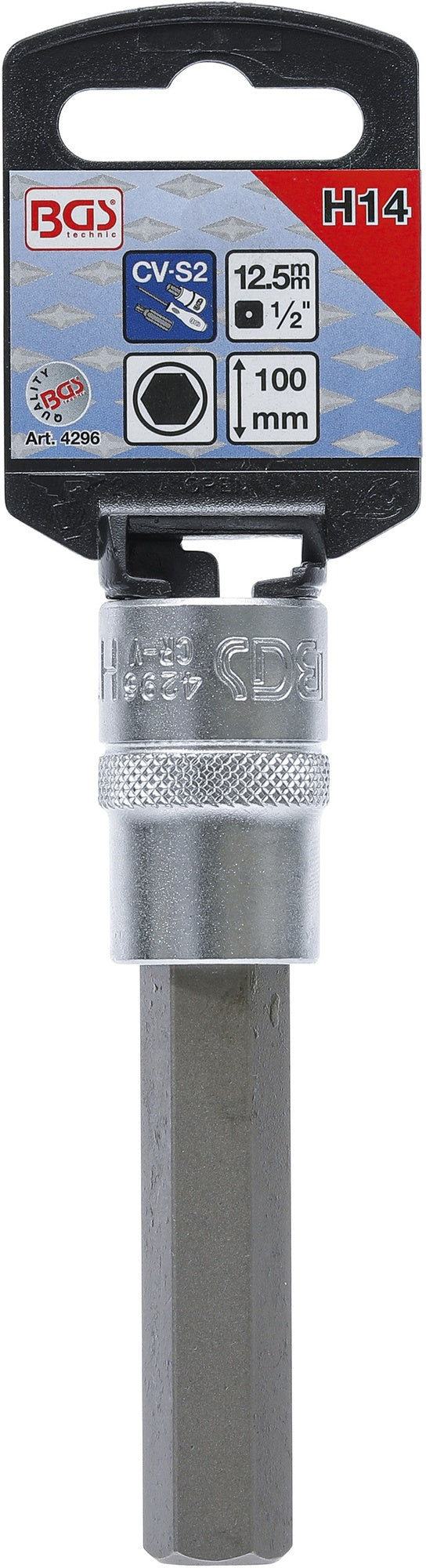 BGS 4296 Biteinsatz Innensechskant 14mm HX14 Länge 100mm Antrieb 12,5mm (1/2")