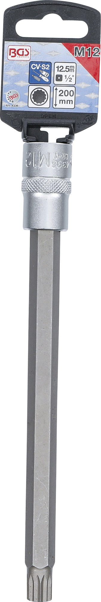 BGS 4336 Biteinsatz Innenvielzahn XZN Einsatz M12 Länge 200mm Antrieb 12,5mm (1/2")