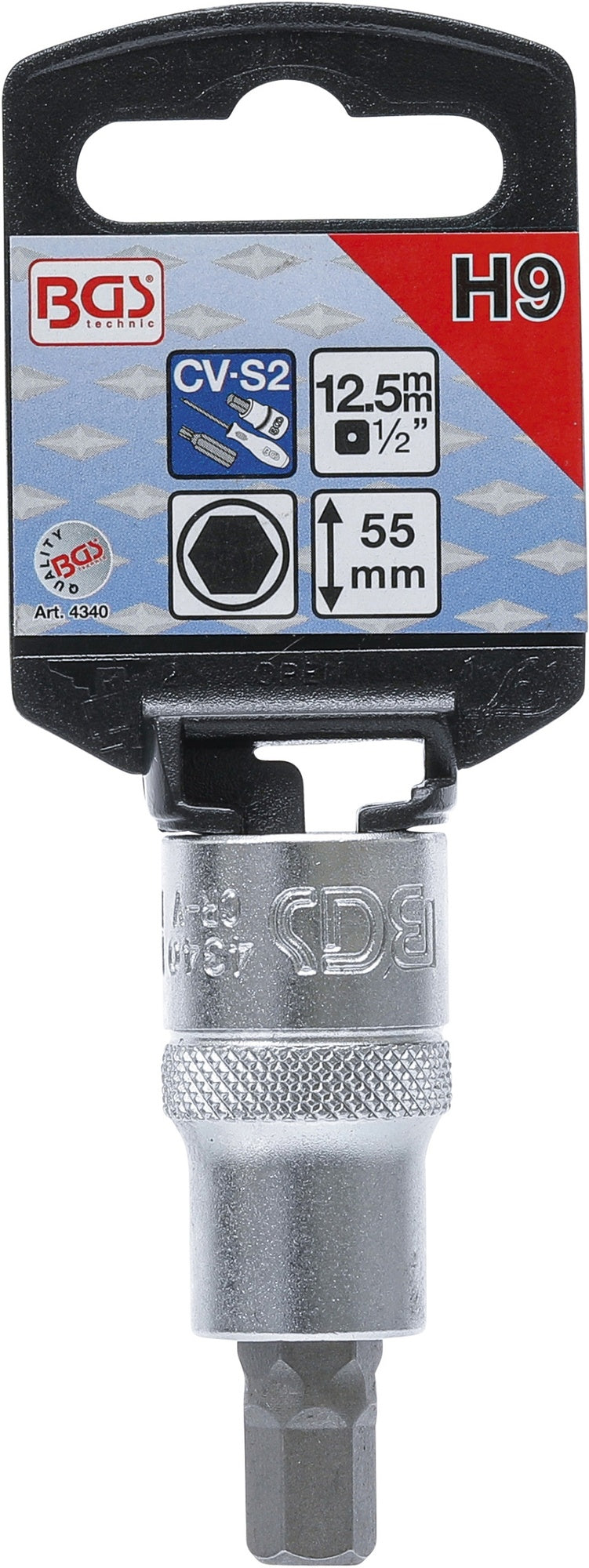 BGS 4340 Biteinsatz Innensechskant 9mm HX9 Länge 55mm Antrieb 12,5mm (1/2")