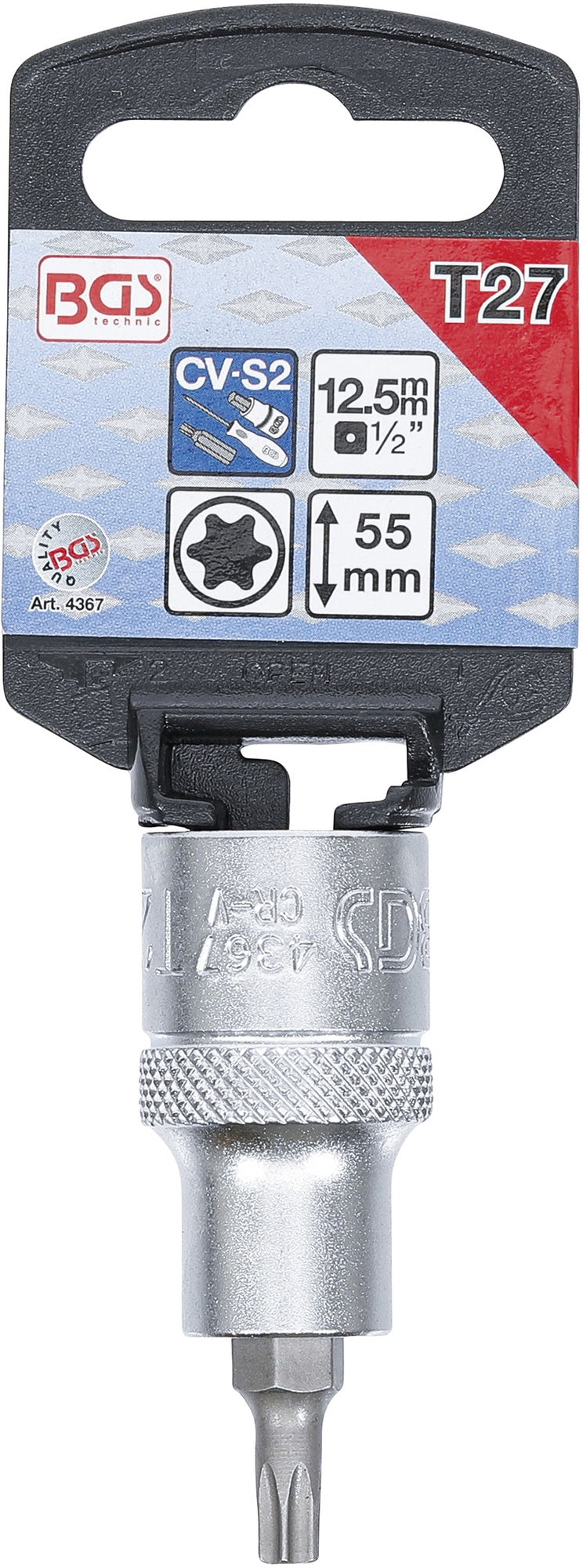 BGS 4367 Biteinsatz Antrieb Innenvierkant 12,5mm (1/2") T-Profil (für Torx) T27