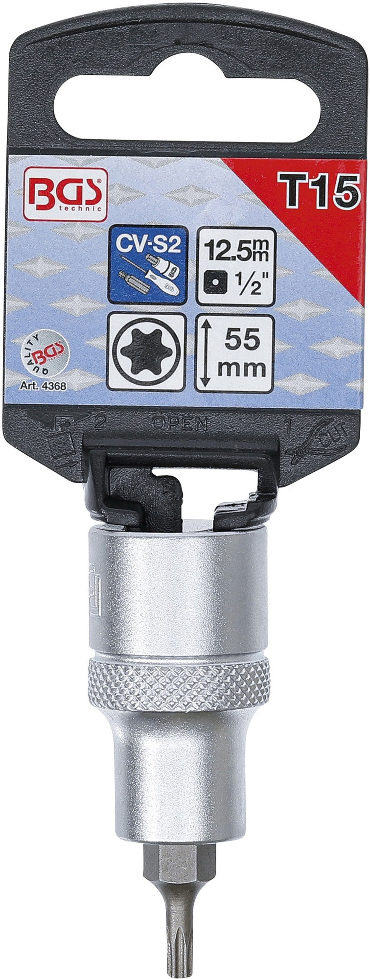 BGS 4368 Biteinsatz Antrieb Innenvierkant 12,5mm (1/2") T-Profil (für Torx) T15